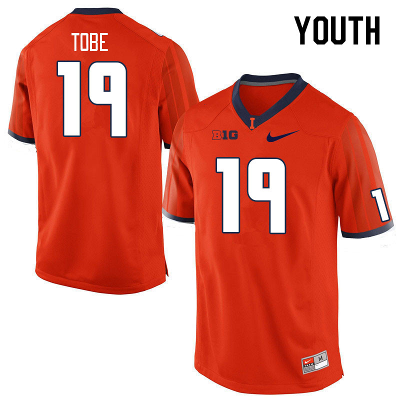 Youth #19 Zachary Tobe Illinois Fighting Illini College Football Jerseys Stitched Sale-Orange